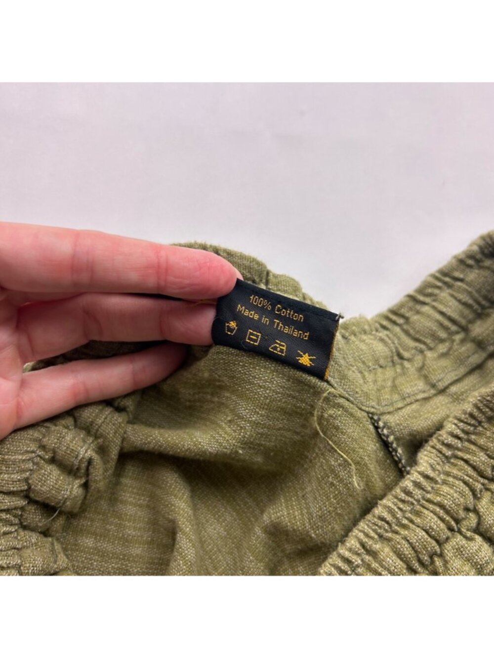 Olive Green Slub Knit Jersey Harem Pant M - Picture 4 of 5